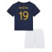 Frankrike Karim Benzema #19 Hjemmedraktsett Barn VM 2022 Korte ermer (+ Korte bukser)